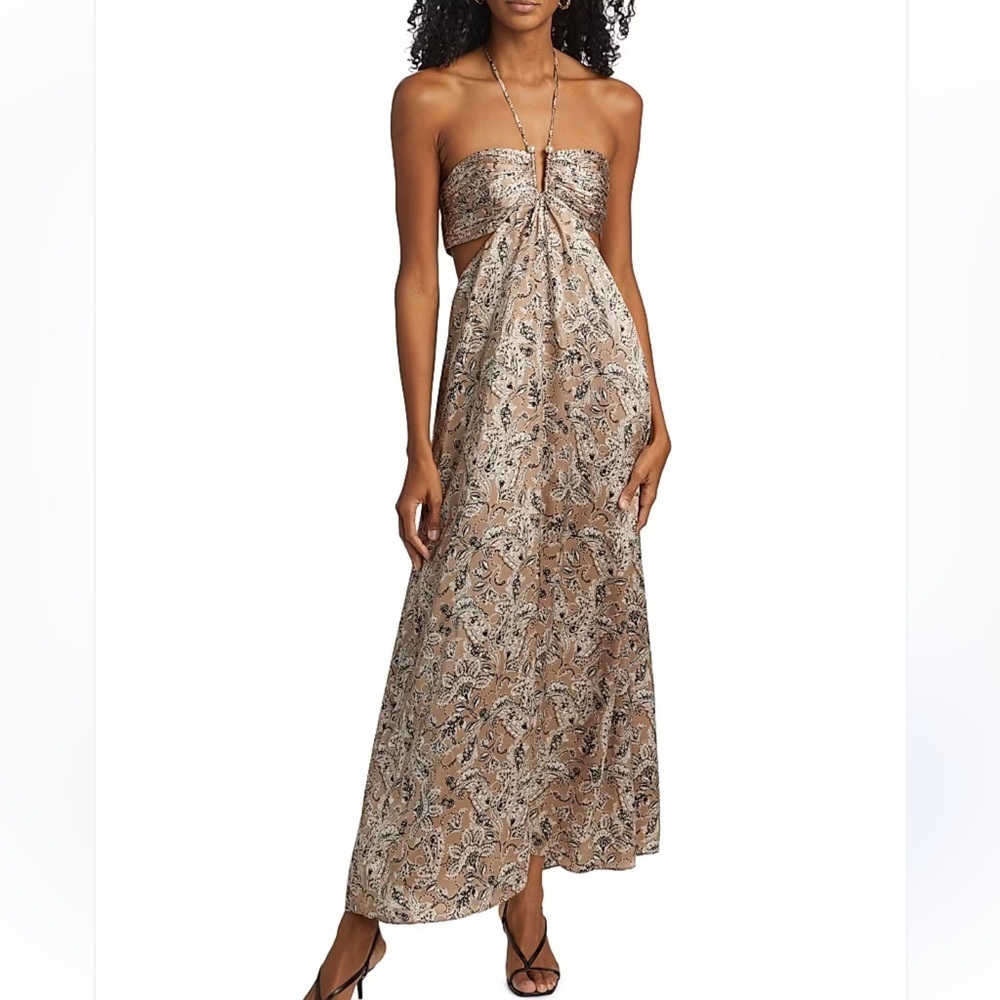 Cami NYC Calliope Paisley Silk Maxi Dress neutral paisley dress small